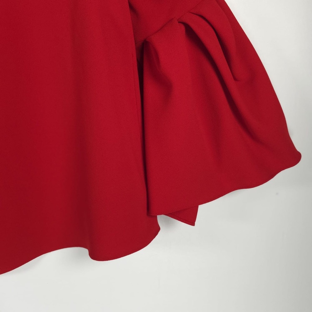 ZARA WOMAN Pleated Flare‎ Ruffle Bell Sleeves Red Blouse Top Size SMALL - Picture 11 of 14